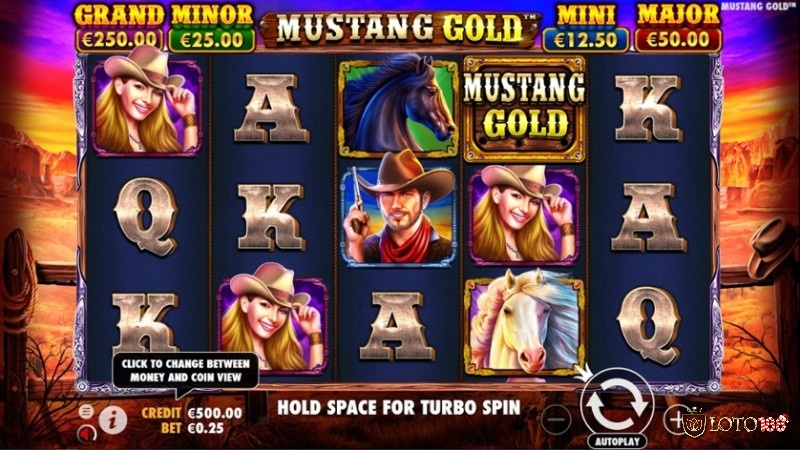 Biểu tượng Wild được thể hiện bằng logo của Mustang Gold