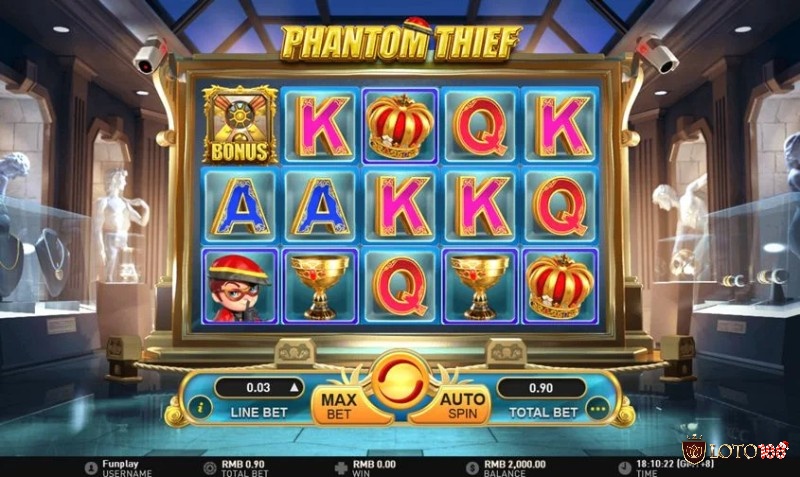 Phantom Thief xuất hiện các biểu tượng như tên trộm, vương miện, J, Q, K, A