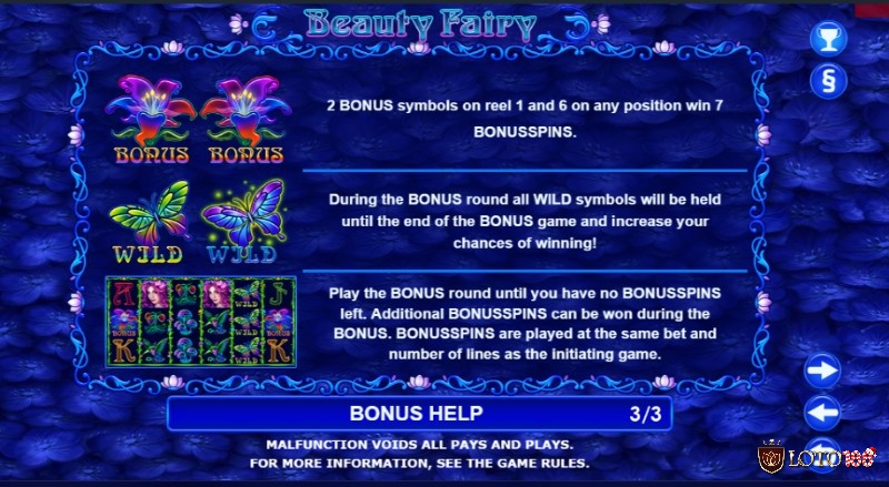 2 biểu tượng Bonus xuất hiện sẽ kích hoạt 7 Bonusspins