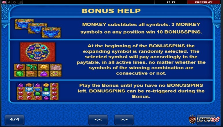 Nhận được 10 vòng thưởng khi xuất hiện 3 biểu tượng con khỉ