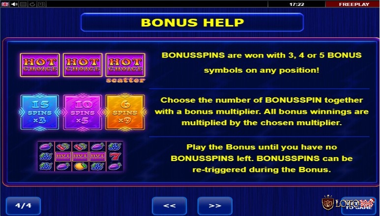 Kích hoạt Bonus Spins bằng cách xuất hiện 3, 4 hoặc 5 biểu tượng Scatter