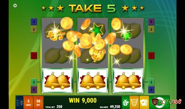 Cách chơi Take5 khá đơn giản, thu thập 3 biểu tượng trên 1 dòng thắng để nhận thưởng