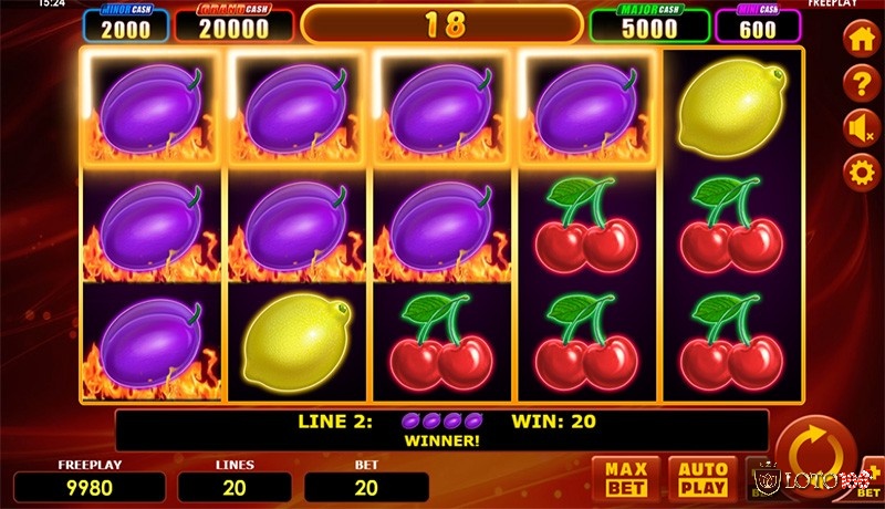 Hot Fruits 20 Cash Spins là một slot game chủ đề trái cây cổ điển đẹp mắt