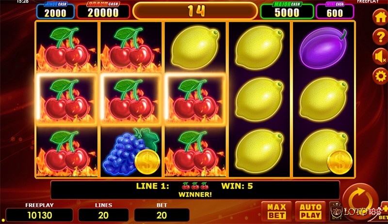 Các biểu tượng thông thường trong game đều là các loại trái cây quen thuộc