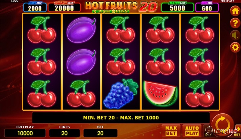 Tìm hiểu chi tiết slot game Hot Fruits 20 Cash Spins