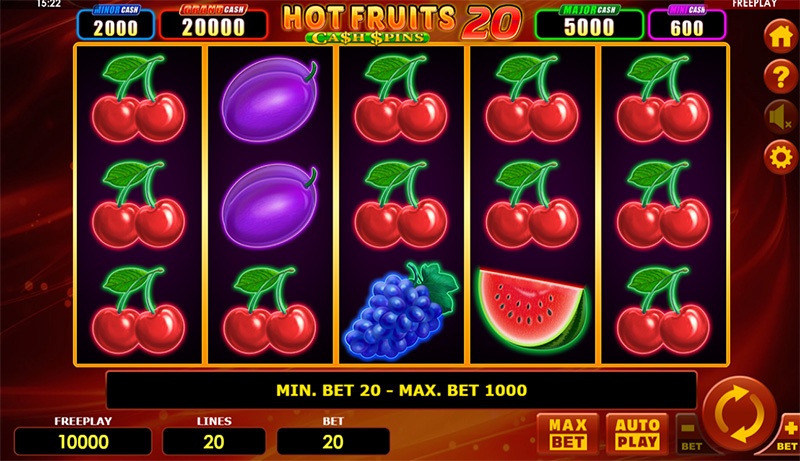 Hot Fruits 20 Cash Spins - Slot game trái cây cổ điển và hấp dẫn